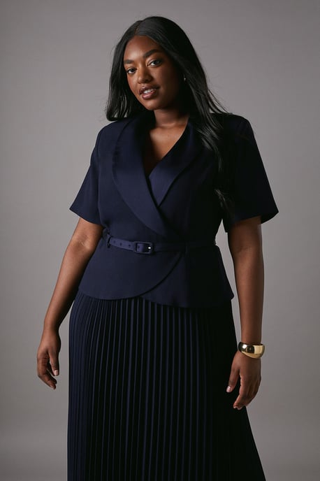 Plus 2 In 1 Wrap Dress With Pleated Skirt - Image 2