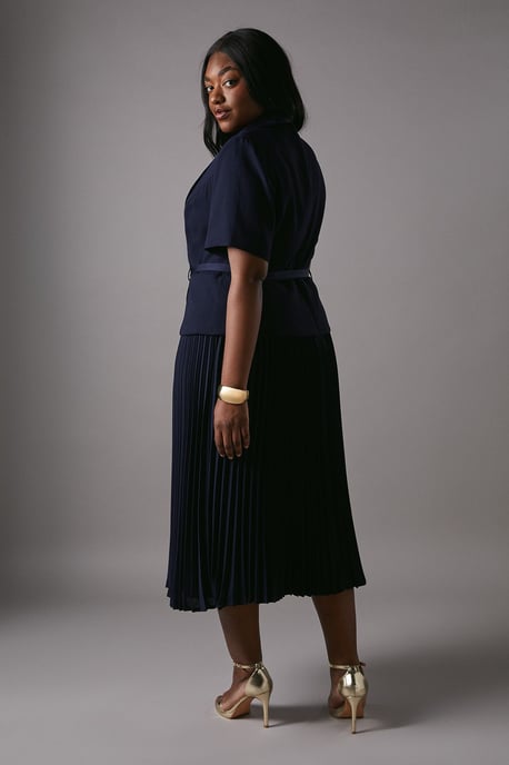 Plus 2 In 1 Wrap Dress With Pleated Skirt - Image 4