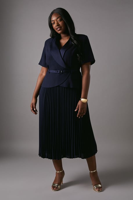 Plus 2 In 1 Wrap Dress With Pleated Skirt - Image 5