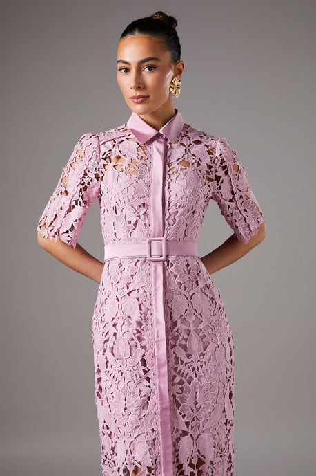 Lace Shirt Dress With Short Sleeves - Image 2