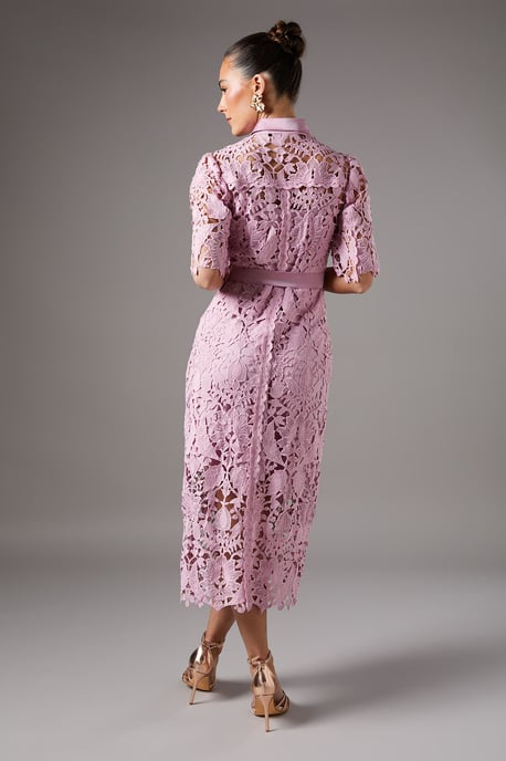 Lace Shirt Dress With Short Sleeves - Image 4