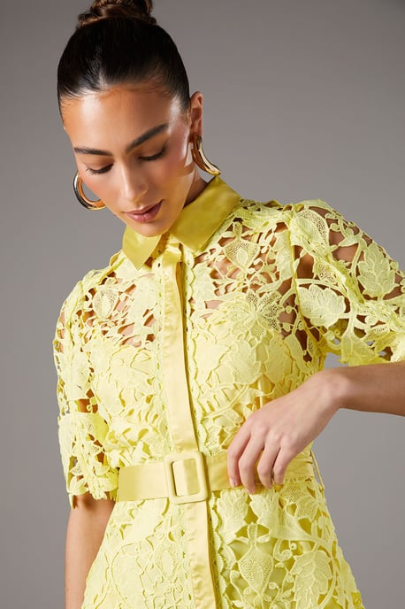 Lace Shirt Dress With Short Sleeves - Image 3