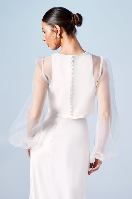 Blouson Sleeve Organza Bridal Top - Image 3