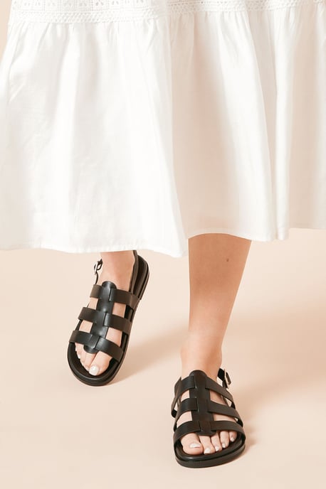 Zosia Faux Leather T Bar Strappy Footbed Sandals - Image 1