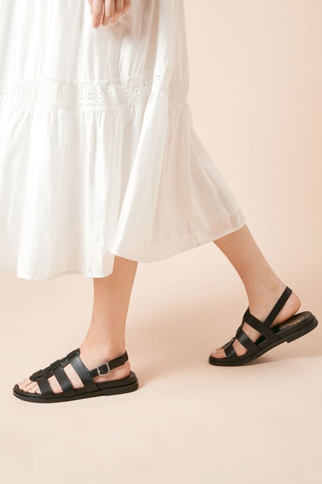 Zosia Faux Leather T Bar Strappy Footbed Sandals - Image 3
