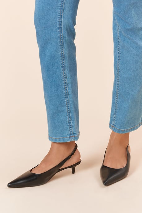 Faelina Faux Leather Slingback Kitten Heel Court Shoes - Image 1