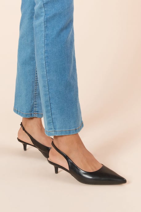 Faelina Faux Leather Slingback Kitten Heel Court Shoes - Image 3