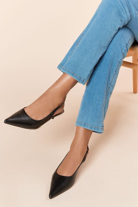 Faelina Faux Leather Slingback Kitten Heel Court Shoes - Image 4