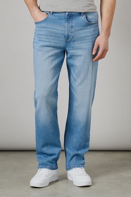 Light Wash Stretch Straight Fit Jeans - Image 2
