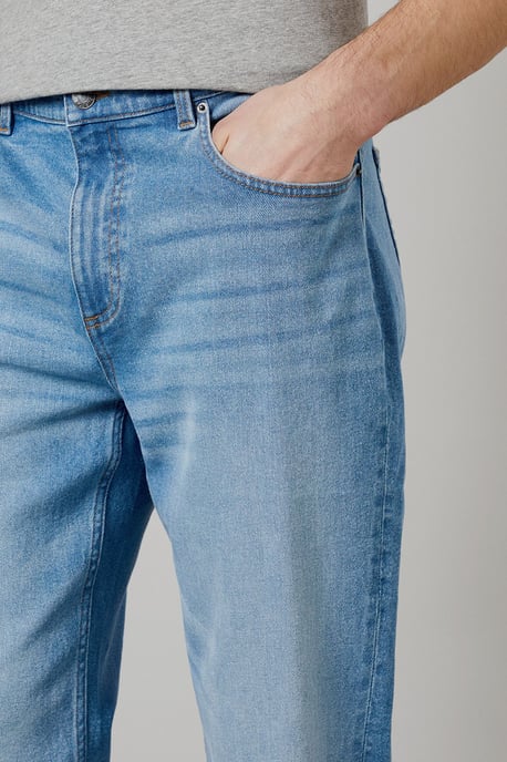 Light Wash Stretch Straight Fit Jeans - Image 3