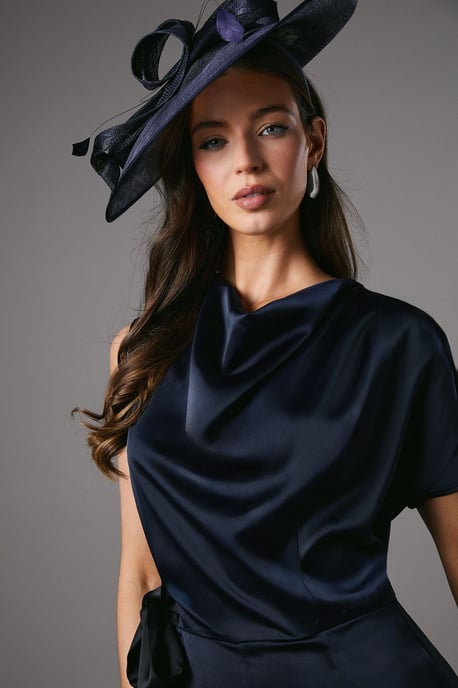Tie Side Satin Drape Wide Leg Jumpsuit - Image 3
