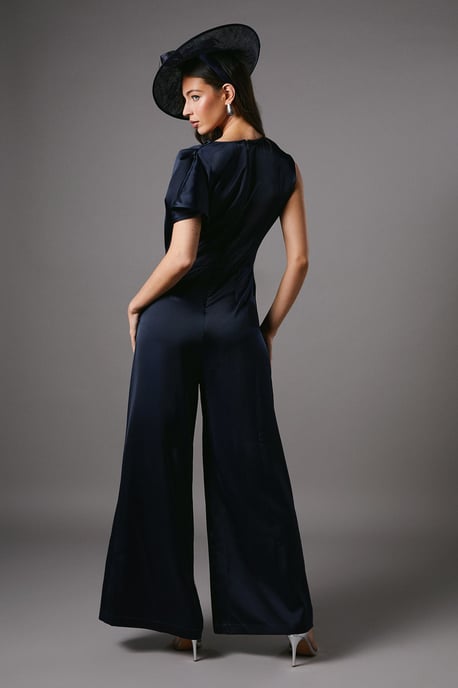 Tie Side Satin Drape Wide Leg Jumpsuit - Image 4