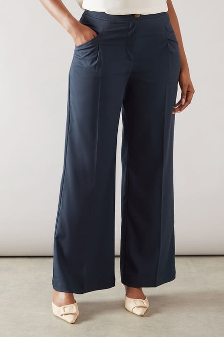 Wide Leg Pleat Detail Trouser - Image 2