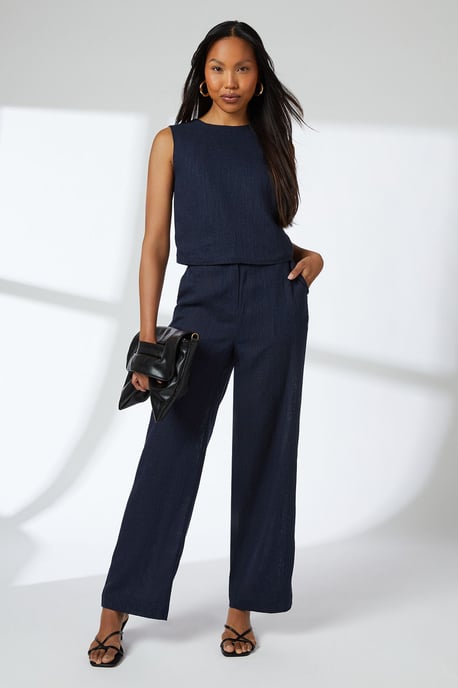 Linen Blend Straight Trouser - Image 1