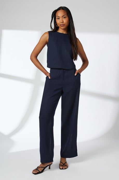 Linen Blend Straight Trouser - Image 4