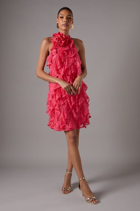 Lace Frill Mini Dress - Image 1