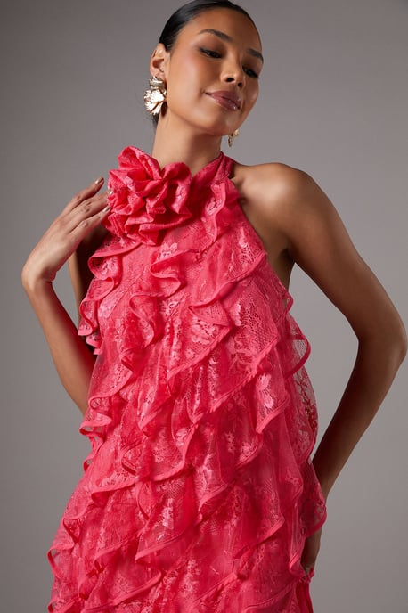Lace Frill Mini Dress - Image 4
