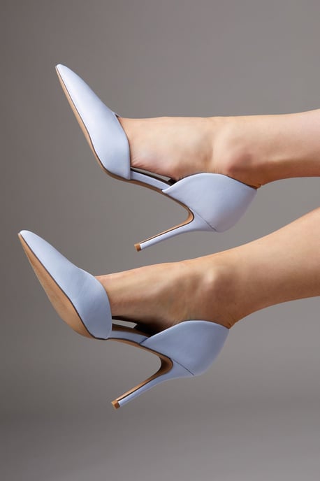 Sinitta Faux Leather Pointed Two Part High Stiletto Heel Court Shoes - Image 3