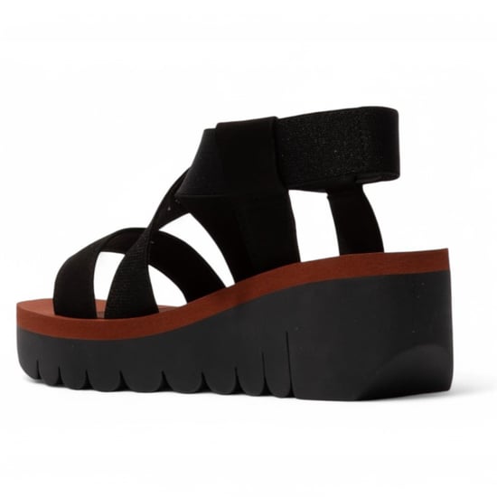 Fly London Dames YABI922FLY Zwarte Baksteen Cupido Leren Sandalen Espadrille Platform Wedges - Image 3