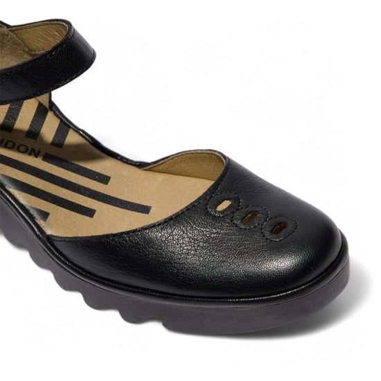 Fly London Dames Zwarte BISO305FLY Wedges Sandalen Espadrille Band Hakken - Image 4