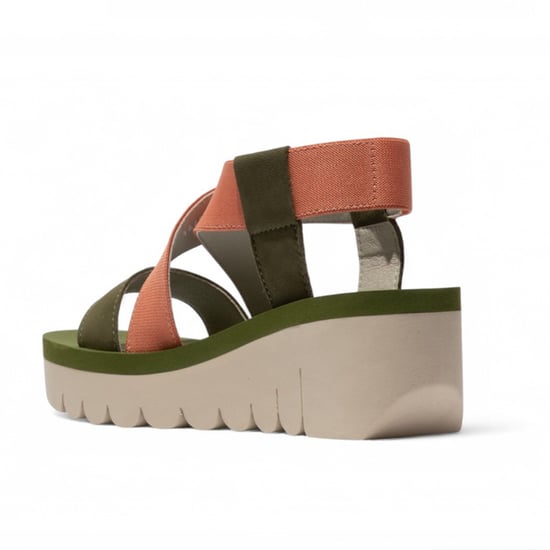 Fly London Dames YABI922FLY Groen Rose Goud Cupido Leren Sandalen Espadrille Platform Wedges - Image 3