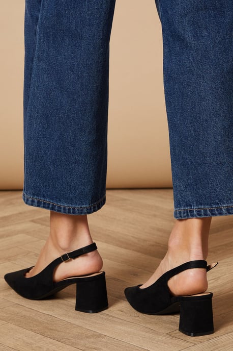 Enrya Faux Suede Slingback Low Block Heel Shoes - Image 3