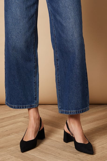 Enrya Faux Suede Slingback Low Block Heel Shoes - Image 4