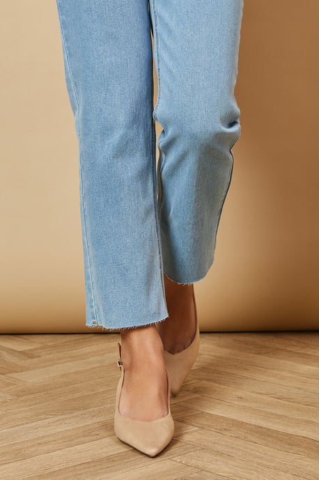 Enrya Faux Suede Slingback Low Block Heel Shoes - Image 2