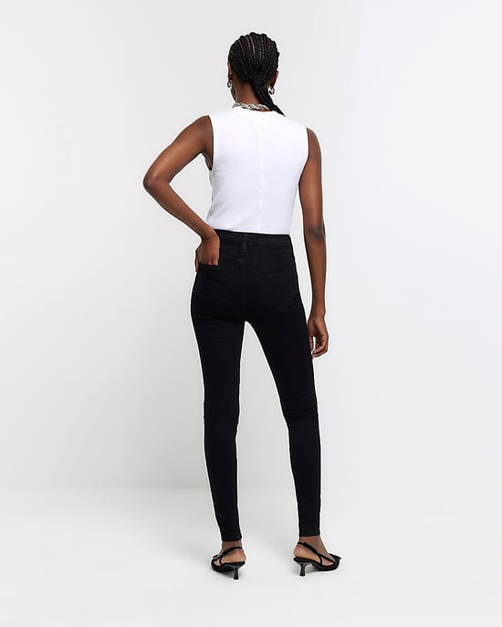 River Island Womens Skinny Jeans Black High Waisted - Image 3