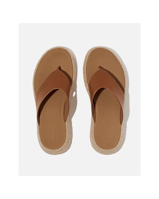 FitFlop Dames F-Mode Espadrille Leer Flatform T/Post Sandalen - Image 2