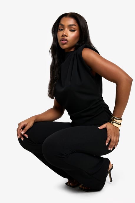 Scuba crepe shoulder pad top and flare set - Image 3
