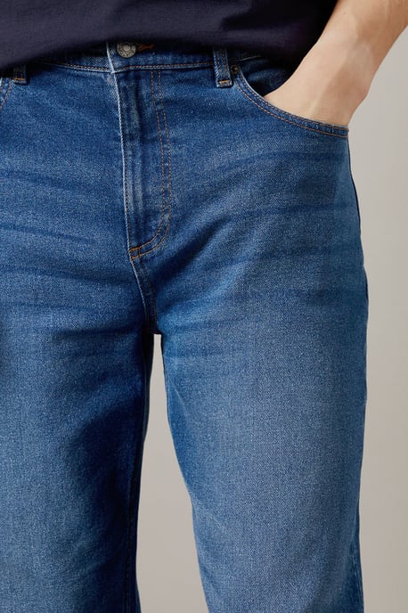 Mid Wash Stretch Straight Fit Jeans - Image 3