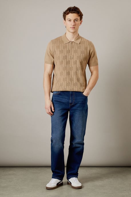 Dark Wash Stretch Straight Fit Jeans - Image 1