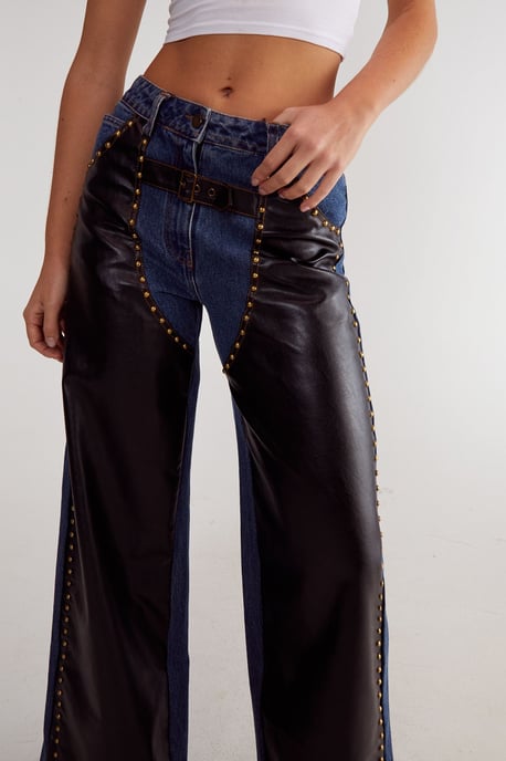 Denim Pu Mix Chaps - Image 3