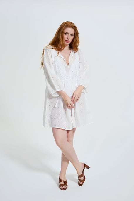 Jane Embroidery Anglaise Beach Dress in White - Image 3