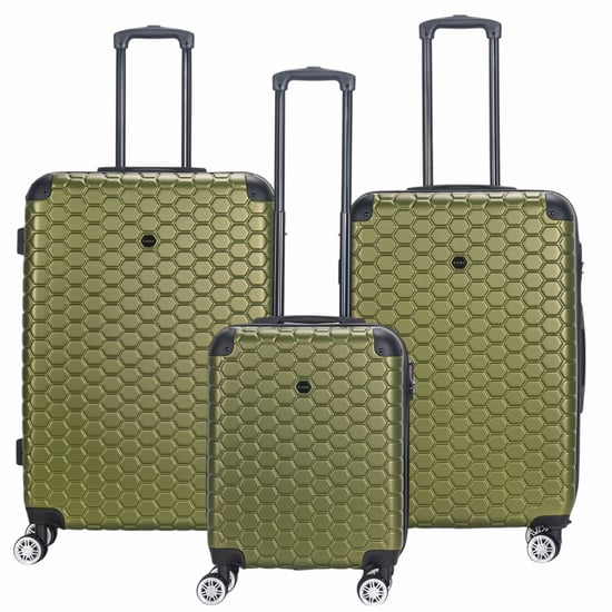 Expandable Green Hard Shell ABS 8 Wheel Luggage Travel Cabin Holiday Bags Suitcase - Image 1