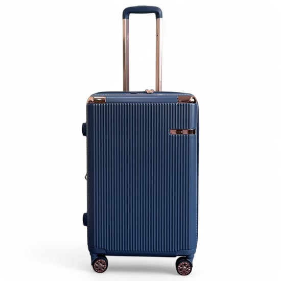 Expandable Navy Blue Hard Shell 8 Wheels Luggage Travel Cabin Suitcase - Image 6
