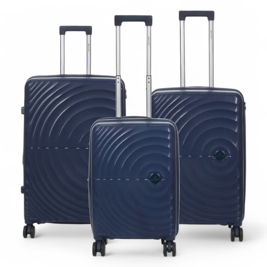 Expandable Navy Hard Shell 8 Wheels Luggage Cabin Suitcase - Image 1