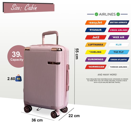 Expandable Rose Gold Hard Shell 8 Wheels Luggage Travel Cabin Suitcase - Image 4