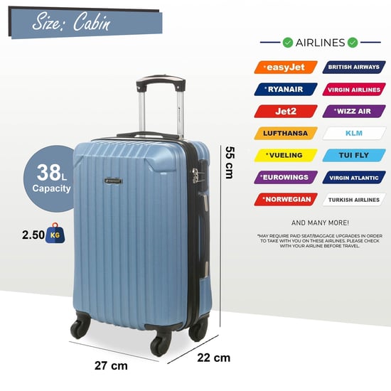 Hårt skal Blå ABS 8 Hjul Bagage Resekabin Resväska - Image 4