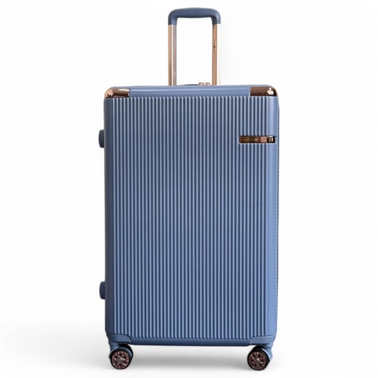 Expandable Blue Hard Shell 8 Wheels Luggage Travel Cabin Suitcase - Image 6