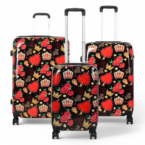 Uitbreidbare harde schaal zwarte rozen 8 wielen koffer print bagage - Image 1