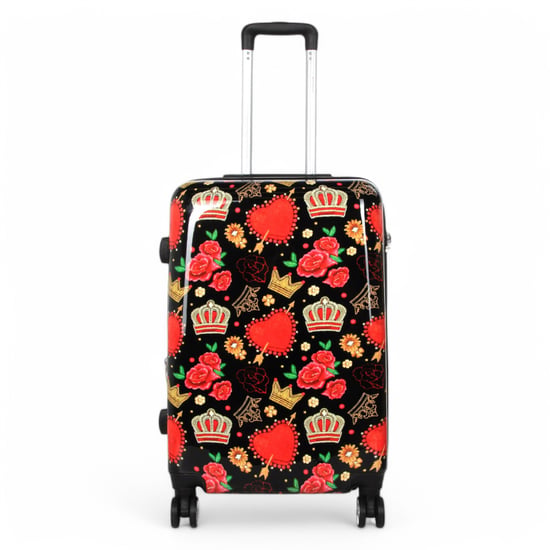 Expandable Hard Shell Black Roses 8 Wheels Suitcase Print Luggage - Image 6