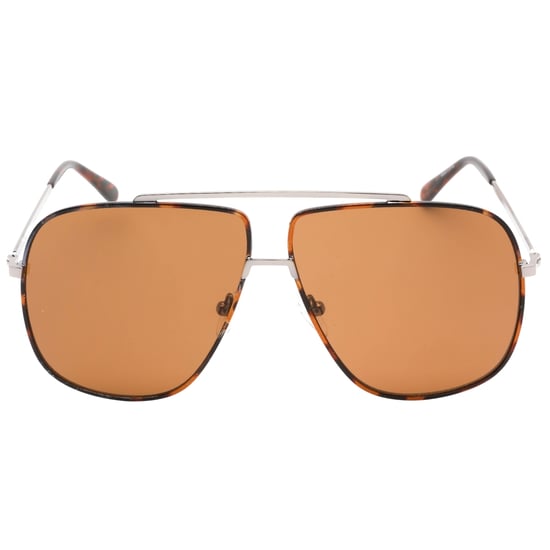 Guess Brown Lens Shiny Light Ruthenium Silver Sunglasses - Image 1