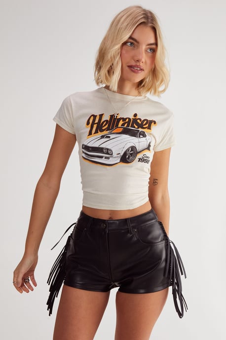 Fringe Faux Leather Trim Short - Image 2