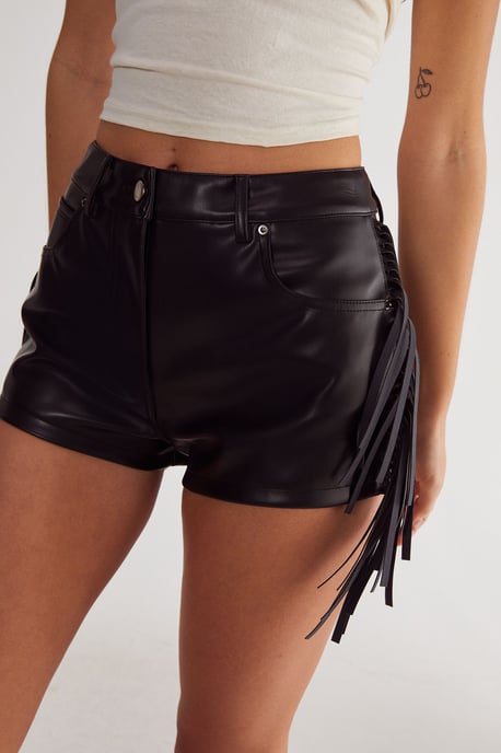 Fringe Faux Leather Trim Short - Image 3
