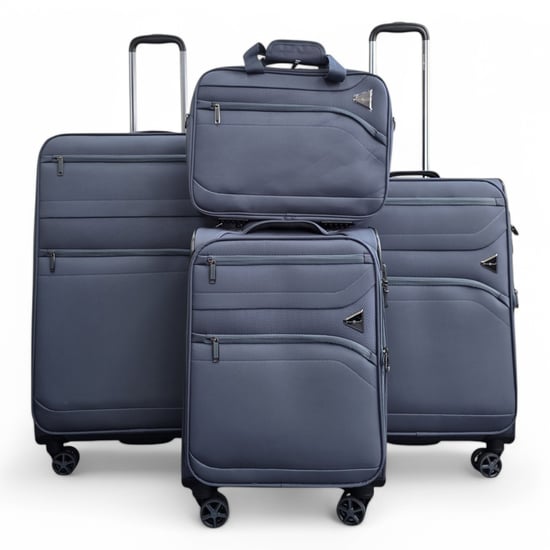 Lichtgewicht zachte grijze kofferset met 4 wielen voor handbagage - Image 1