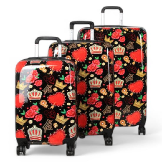 Uitbreidbare harde schaal zwarte rozen 8 wielen koffer print bagageset - Image 4