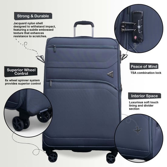 Lichtgewicht zachte grijze kofferset met 4 wielen voor handbagage - Image 3
