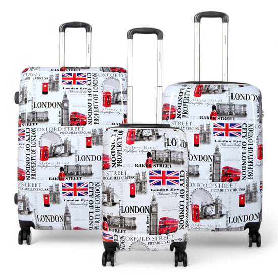 Expanderbart hårt skal Vit London Print 8 Wheels Resbagage Cabin Resväska Set - Image 1